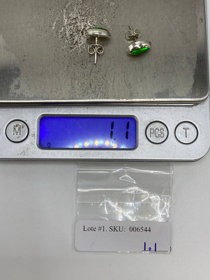 Aretes Plata Ópalo de Fuego Verde — Taxco 925 — foto 6