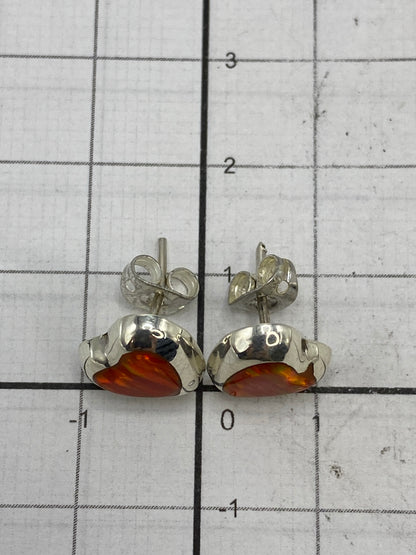 Aretes de plata 925 con ópalo de fuego, pesados en balanza: 1.4 g