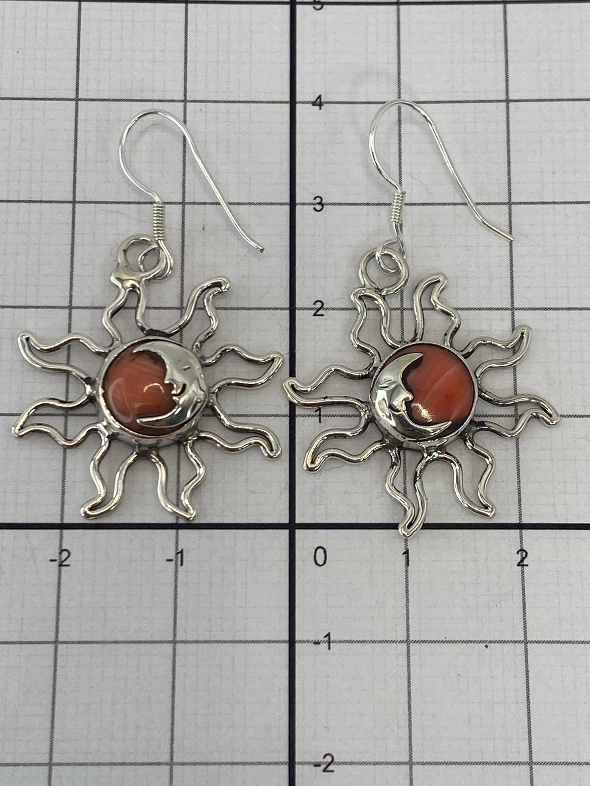 Aretes de Plata Sol con Coral — Taxco 925 — foto 5