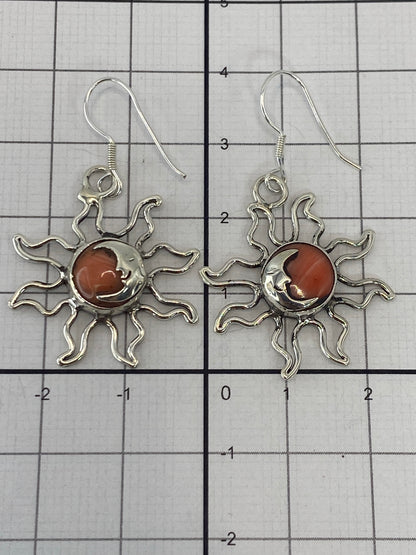Aretes de Plata Sol con Coral — Taxco 925 — foto 5