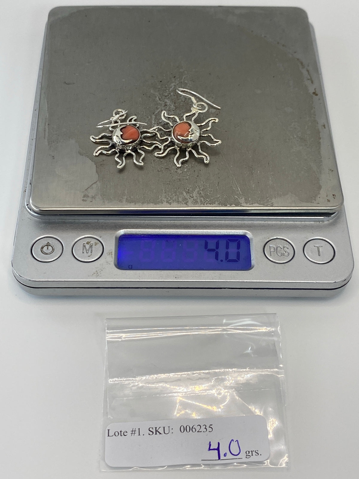 Aretes de Plata Sol con Coral — Taxco 925 — foto 6