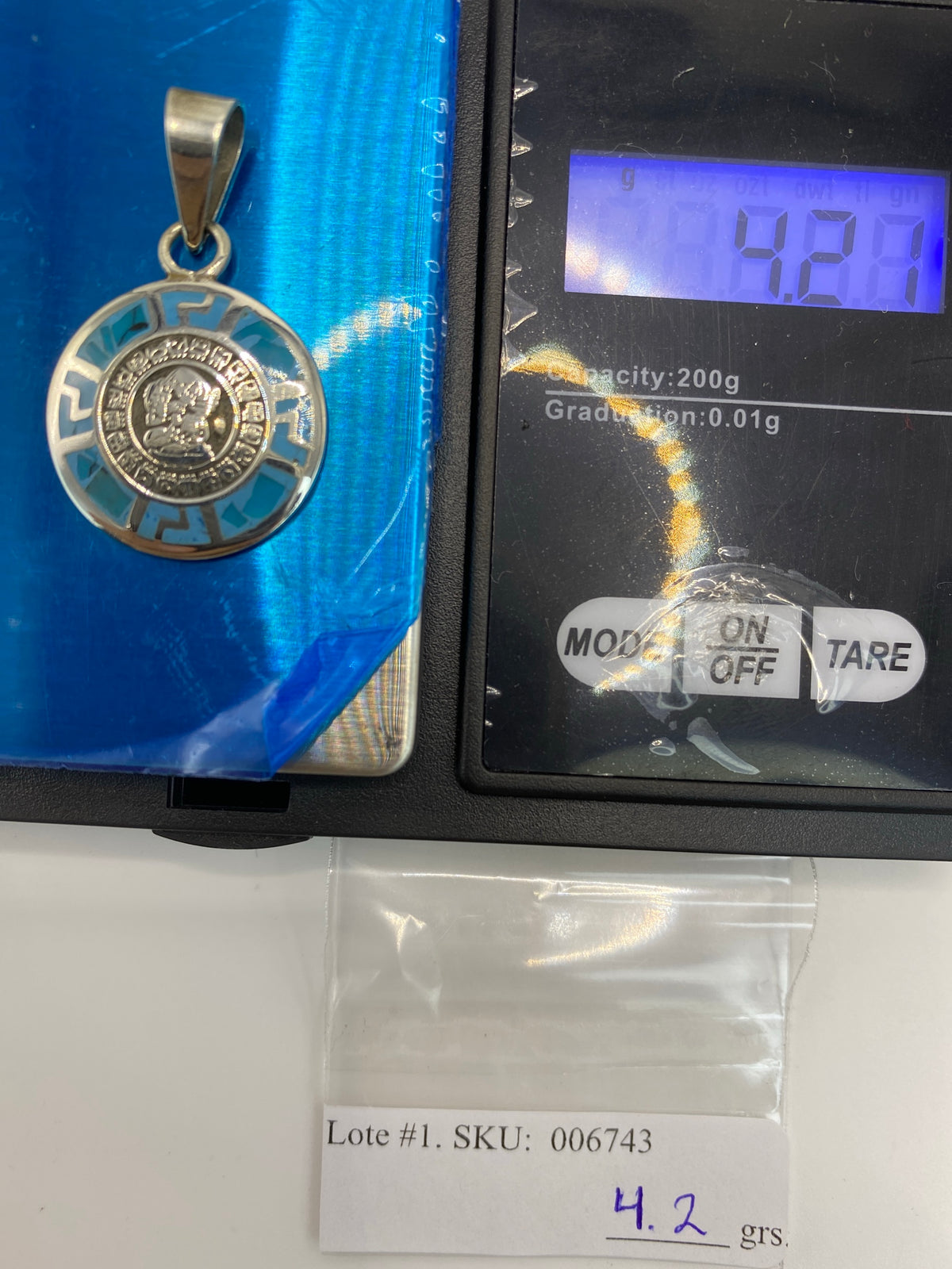 Dije Plata 950 Ópalo de Fuego Azul Cielo — Zodiacal Taxco — foto 6