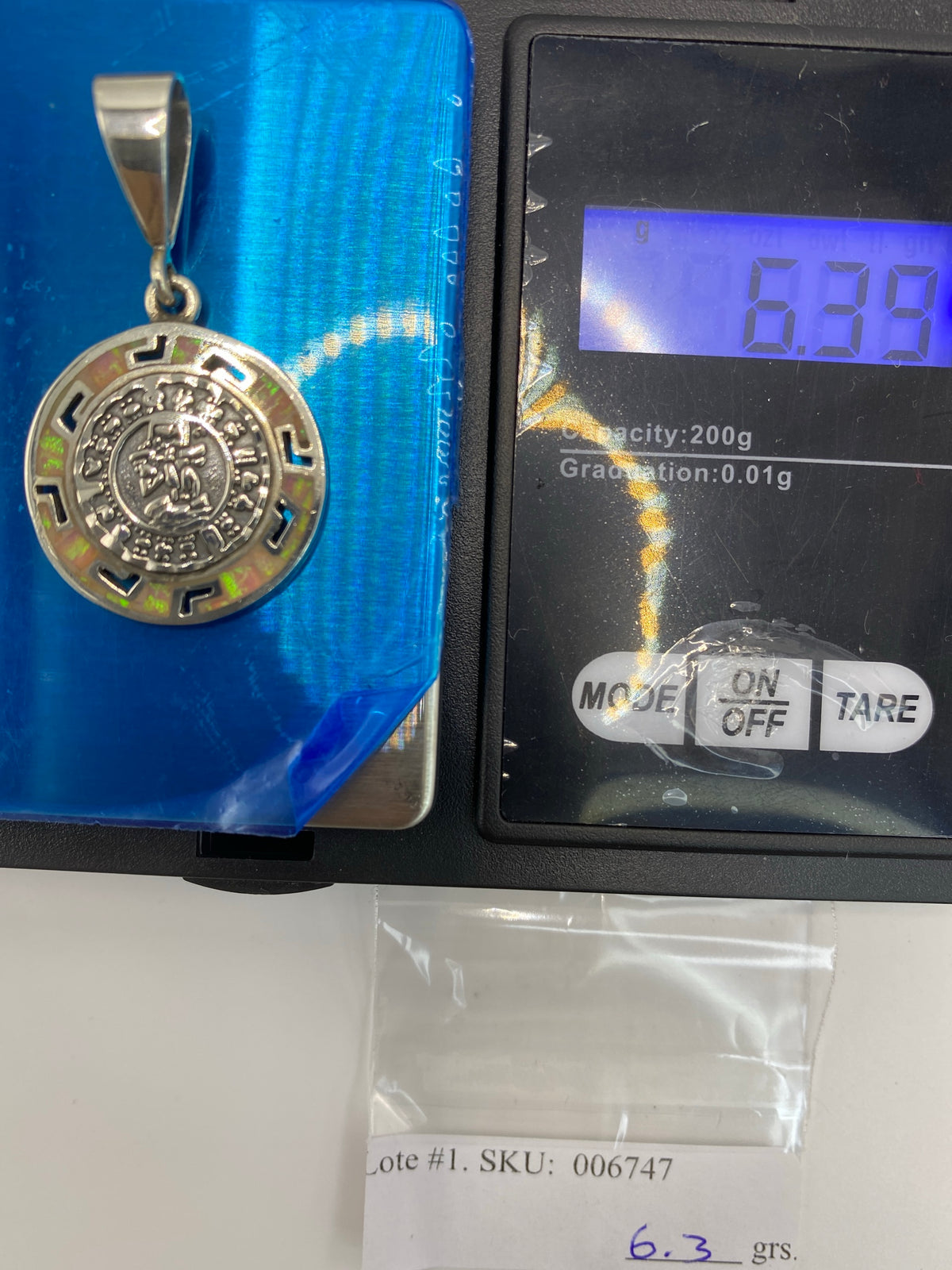Dije Plata 950 Calendario Azteca con Opalo de Fuego — foto 6