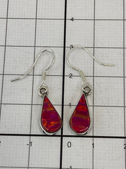 Aretes de plata Ópalo de Fuego con reflejos rosa y naranja