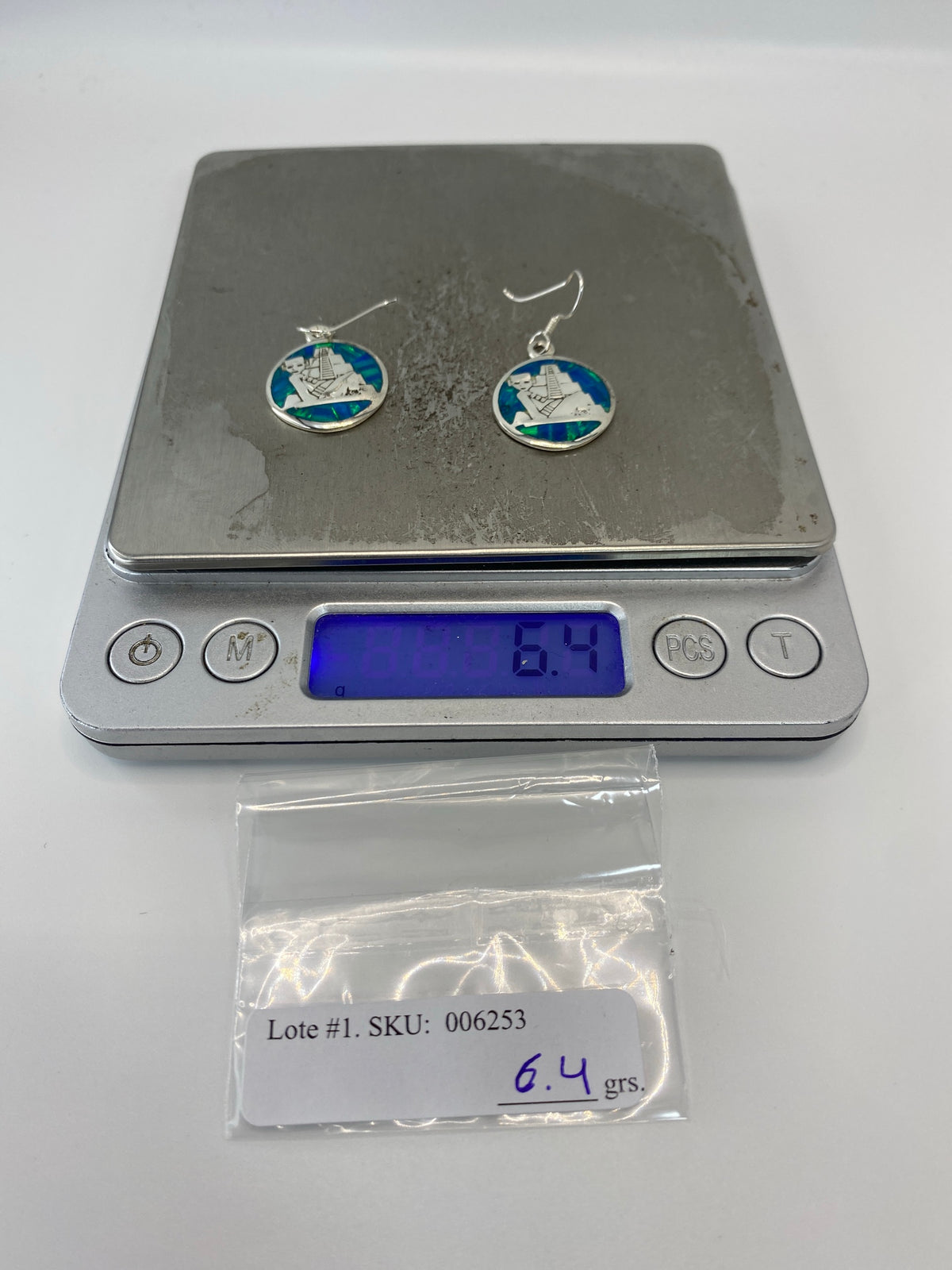 Aretes Plata 950 Opalo de Fuego Azul — Taxco — foto 6
