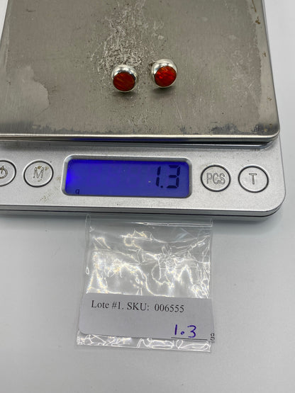 Aretes Plata Ópalo de Fuego Naranja — Taxco 925 — foto 6