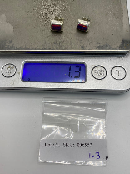 Aretes de Plata con Ópalo de Fuego Morado — Taxco 925 — foto 6