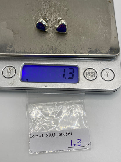 Aretes Corazón Plata con Ópalo de Fuego Morada — Taxco 925 — foto 6