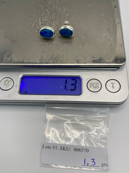 Aretes Plata con Ópalo de Fuego Azul — Taxco 925 — foto 6