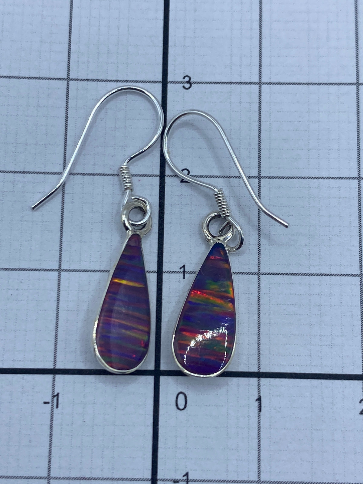 Aretes de ópalo de fuego en gancho de plata 925, listos para usar