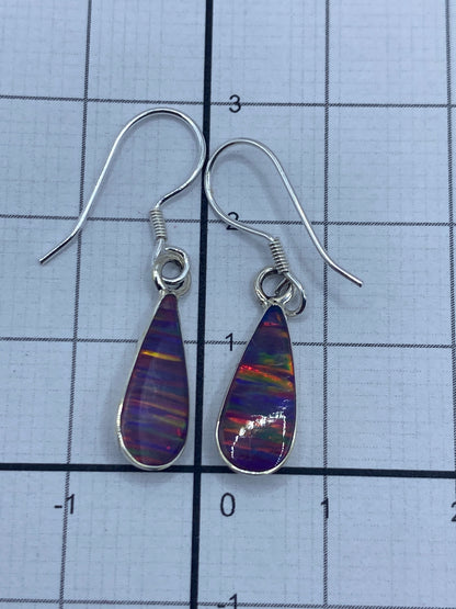 Aretes de ópalo de fuego en gancho de plata 925, listos para usar