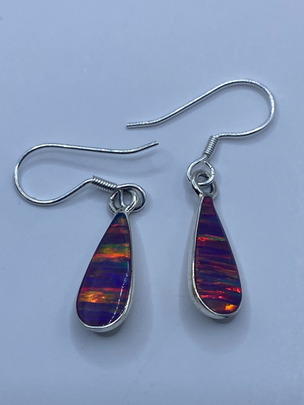 Aretes Plata Ópalo de Fuego Morado — Taxco 925 — foto 5