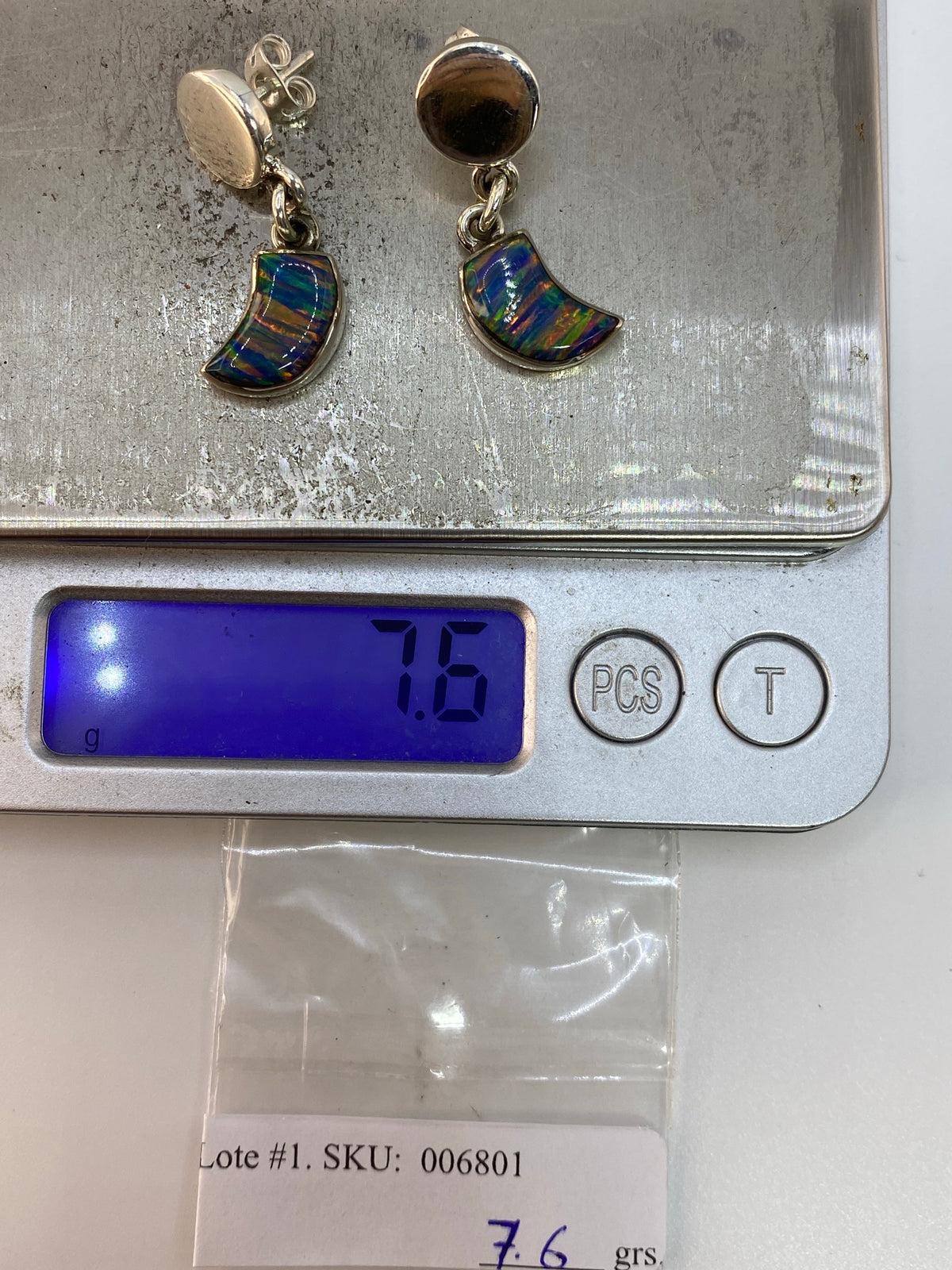 Aretes Plata 950 Ópalo de Fuego Multicolor — Taxco — foto 6