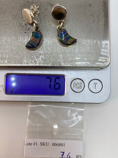 Aretes Plata 950 Ópalo de Fuego Multicolor — Taxco — foto 6