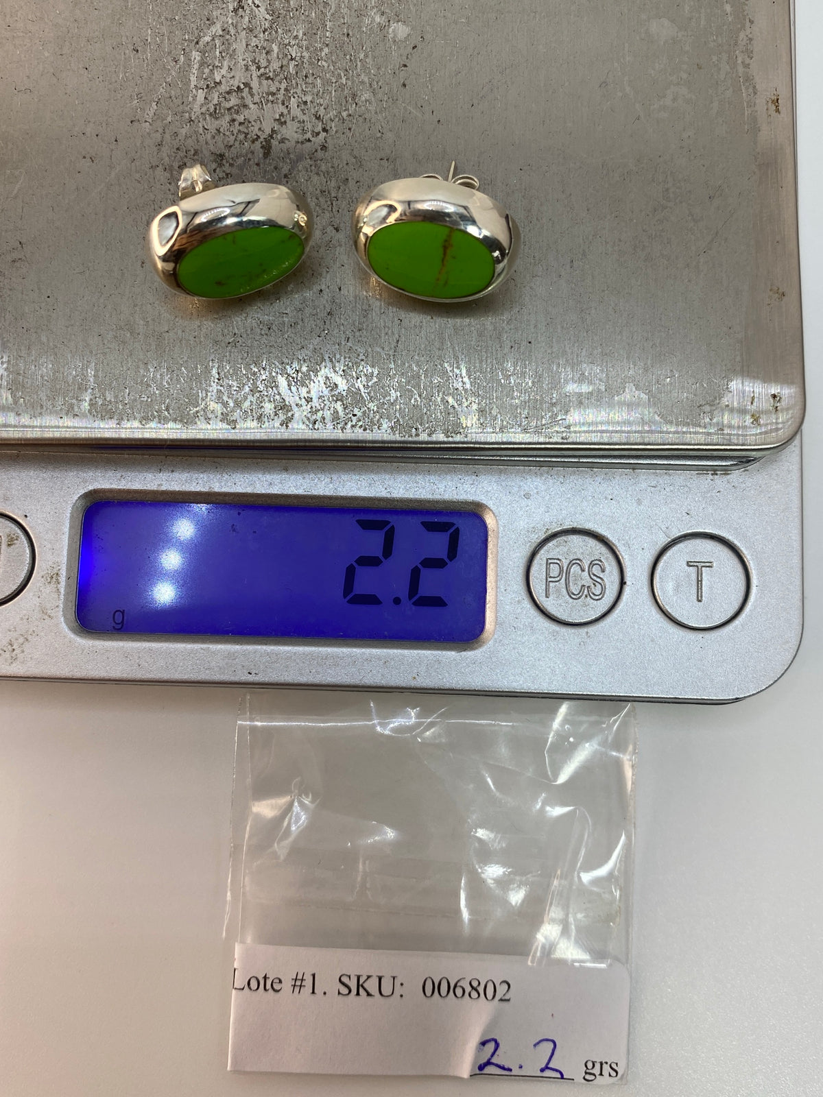 Aretes de Plata 925 con Piedra Verde — Taxco — foto 6