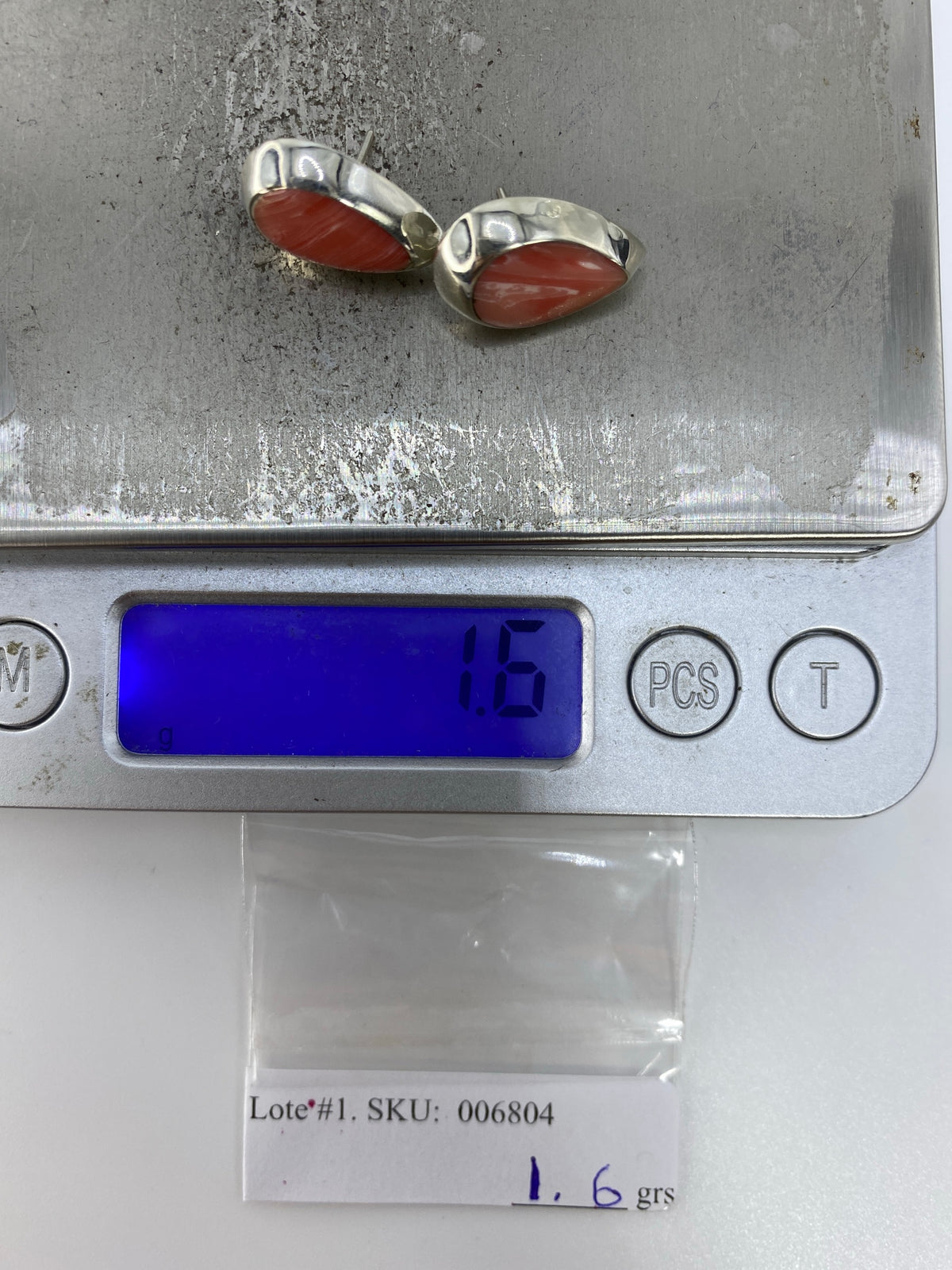 Aretes de Plata con Coral Rosa — Taxco 925 — foto 6