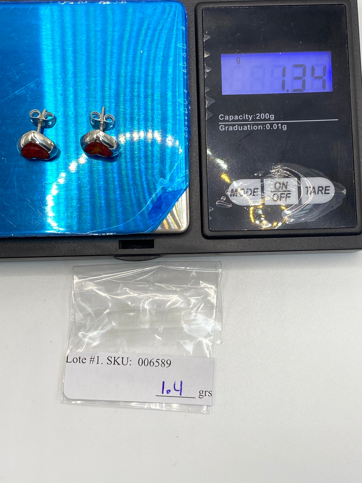 Aretes de Plata con Ópalo de Fuego Rojo — Taxco — foto 6