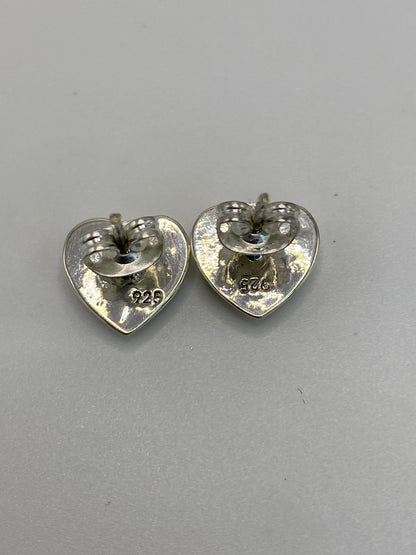 Aretes Corazón Plata Ópalo de Fuego Verde — Taxco 925 — foto 5