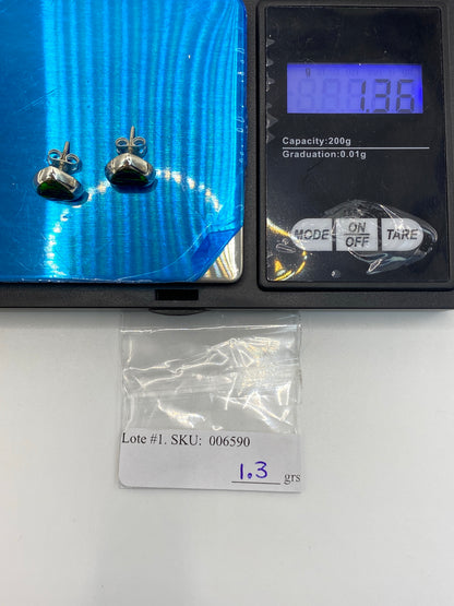 Aretes Corazón Plata Ópalo de Fuego Verde — Taxco 925 — foto 6