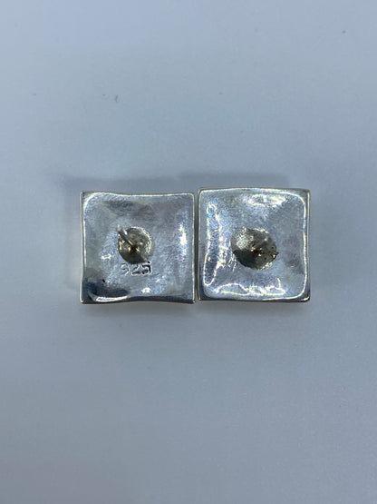 Aretes Cuadrados Plata Incrustación Multicolor — Taxco — foto 5