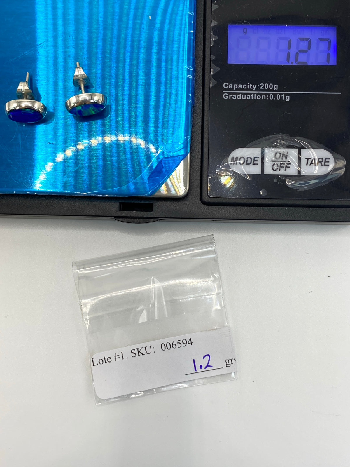 Aretes de Plata con Ópalo de Fuego Azul — Taxco 925 — foto 6