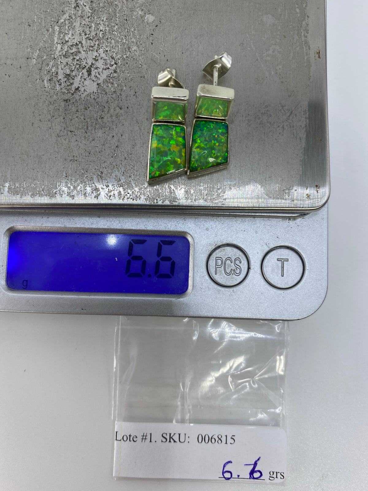Aretes de Plata con Ópalo de Fuego Verde — Taxco — foto 6