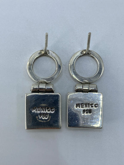 Aretes Plata Opalo de Fuego Verde — Taxco 950 — foto 5