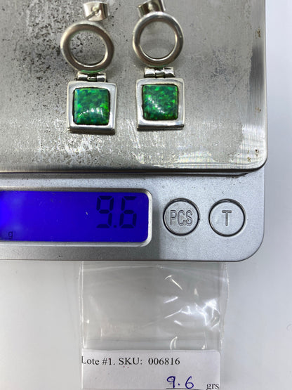 Aretes Plata Opalo de Fuego Verde — Taxco 950 — foto 6