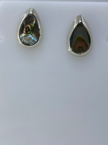 Aretes de plata 925 diseño gota con incrustación de piedra multicolor desde arriba