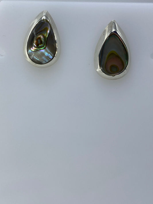 Aretes de plata 925 diseño gota con incrustación de piedra multicolor desde arriba