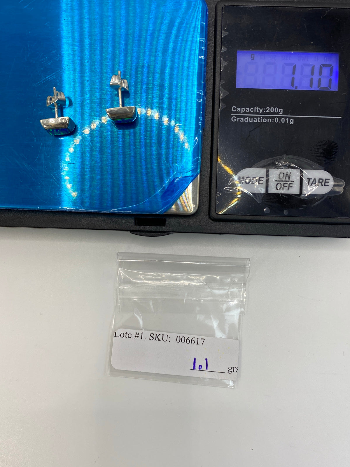 Aretes de Plata con Ópalo de Fuego Azul — Taxco 925 — foto 6