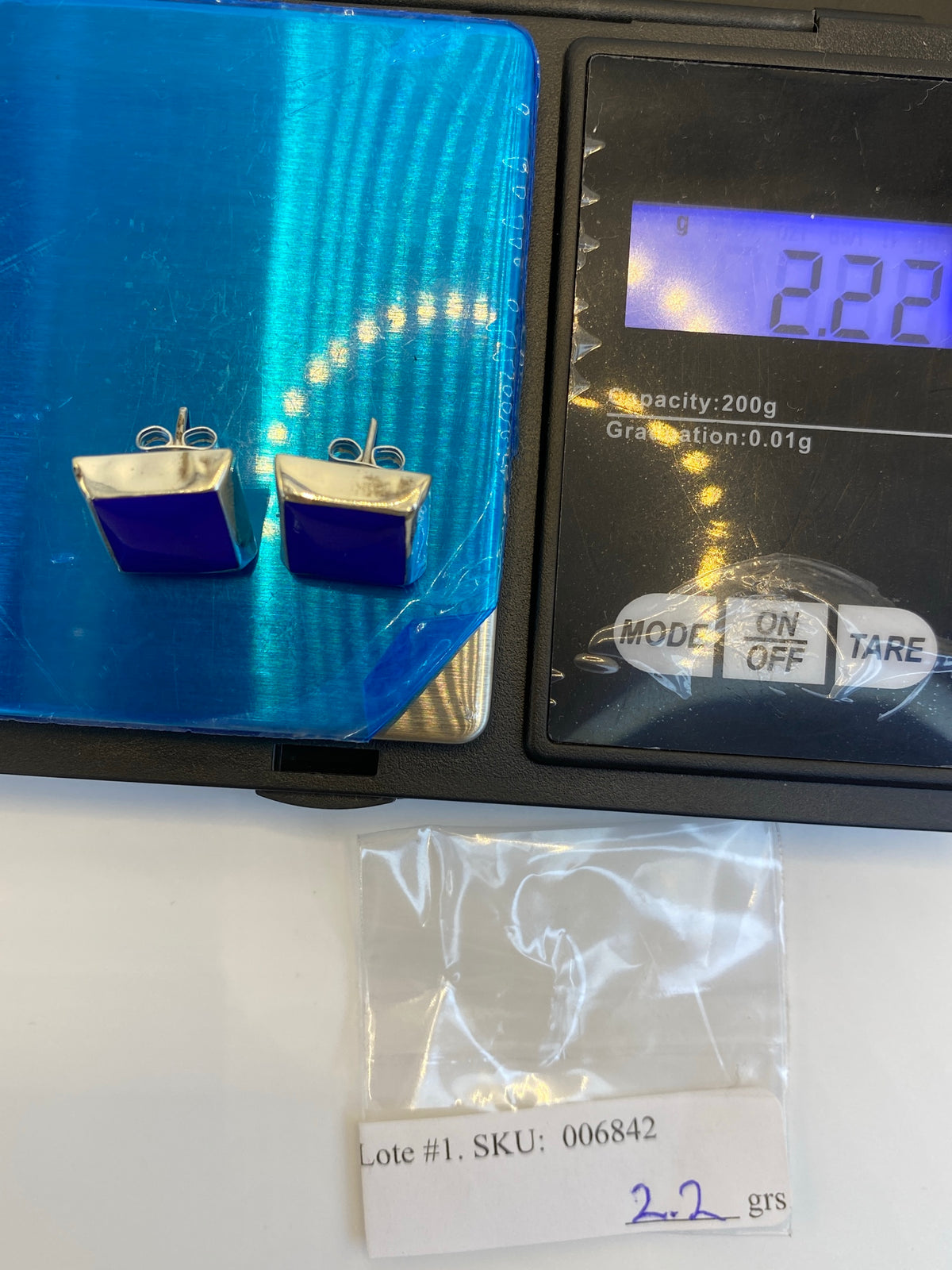 Aretes de Plata Cuadrados con Piedra Azul — Taxco 925 — foto 6