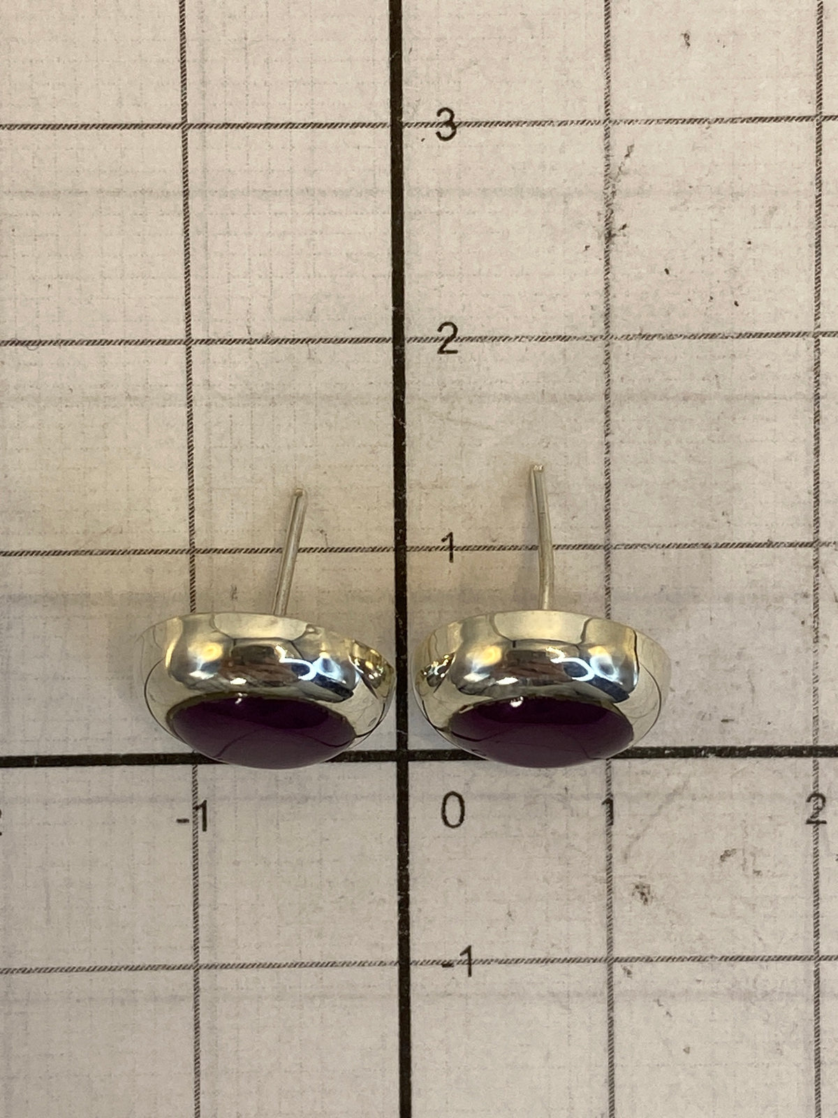 Aretes de Plata con Piedra Morada — Engaste Artesanal — foto 5