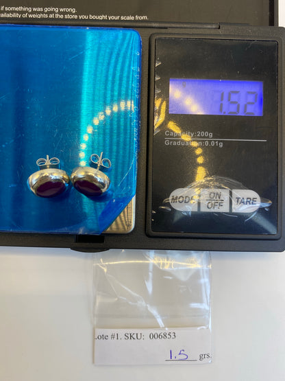 Aretes de Plata con Piedra Morada — Engaste Artesanal — foto 6