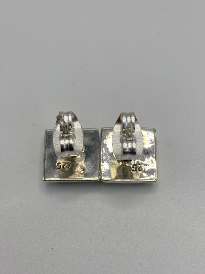 Aretes Cuadrados Plata Ópalo de Fuego — Taxco 925 — foto 5