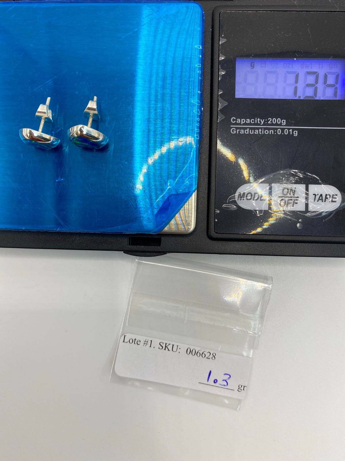 Aretes de Plata con Ópalo de Fuego Azul — Taxco 925 — foto 6