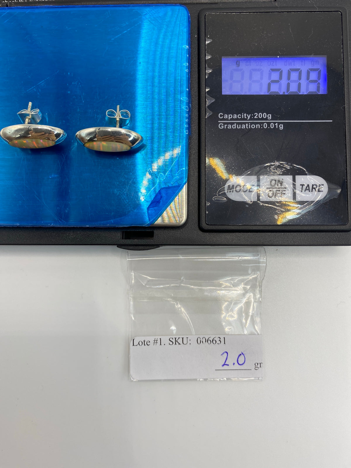 Aretes Plata Ópalo de Fuego Blanco — Taxco 925 — foto 6