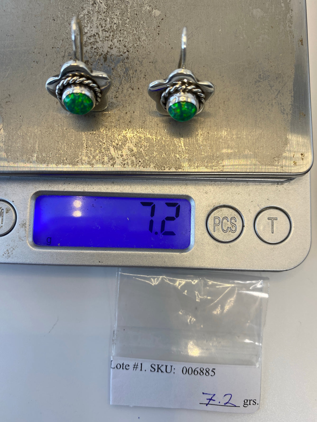 Aretes de Plata Flor con Ópalo de Fuego — Taxco 950 — foto 6