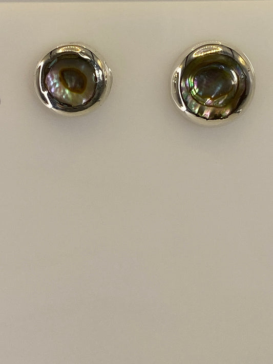 Par de aretes de plata 925 con incrustación de piedra multicolor, vista frontal