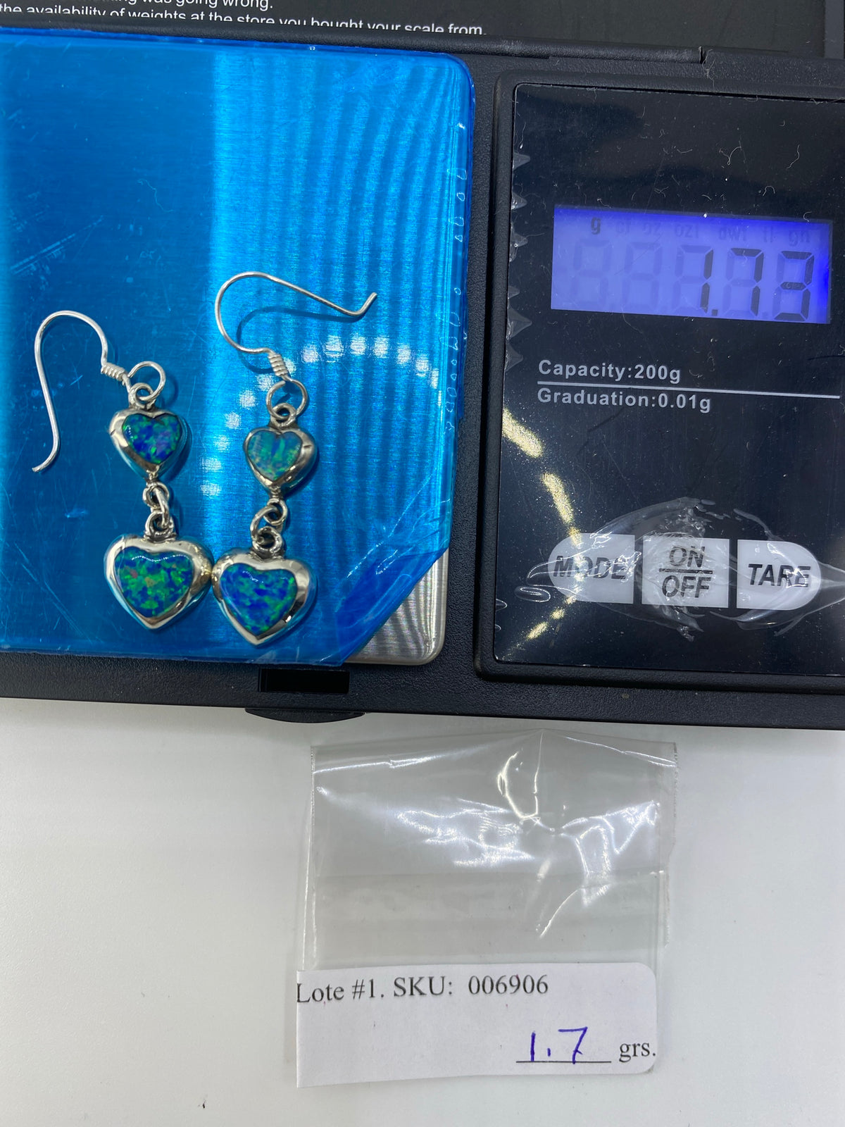 Aretes Plata 925 con Ópalo de Fuego — Corazones Taxco — foto 6
