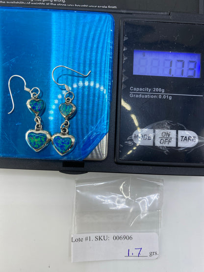 Aretes Plata 925 con Ópalo de Fuego — Corazones Taxco — foto 6
