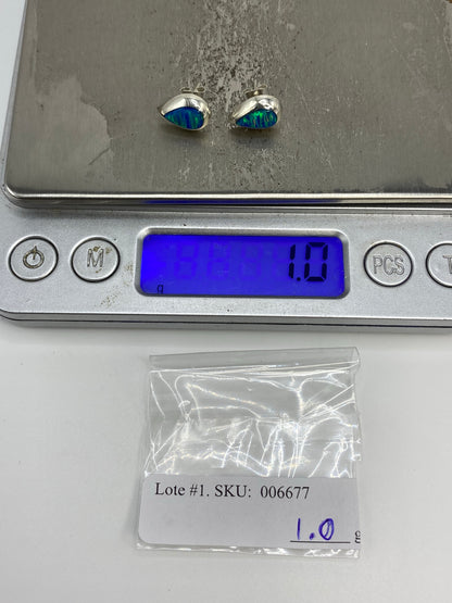 Aretes de Plata Ópalo de Fuego Azul — Taxco 925 — foto 6
