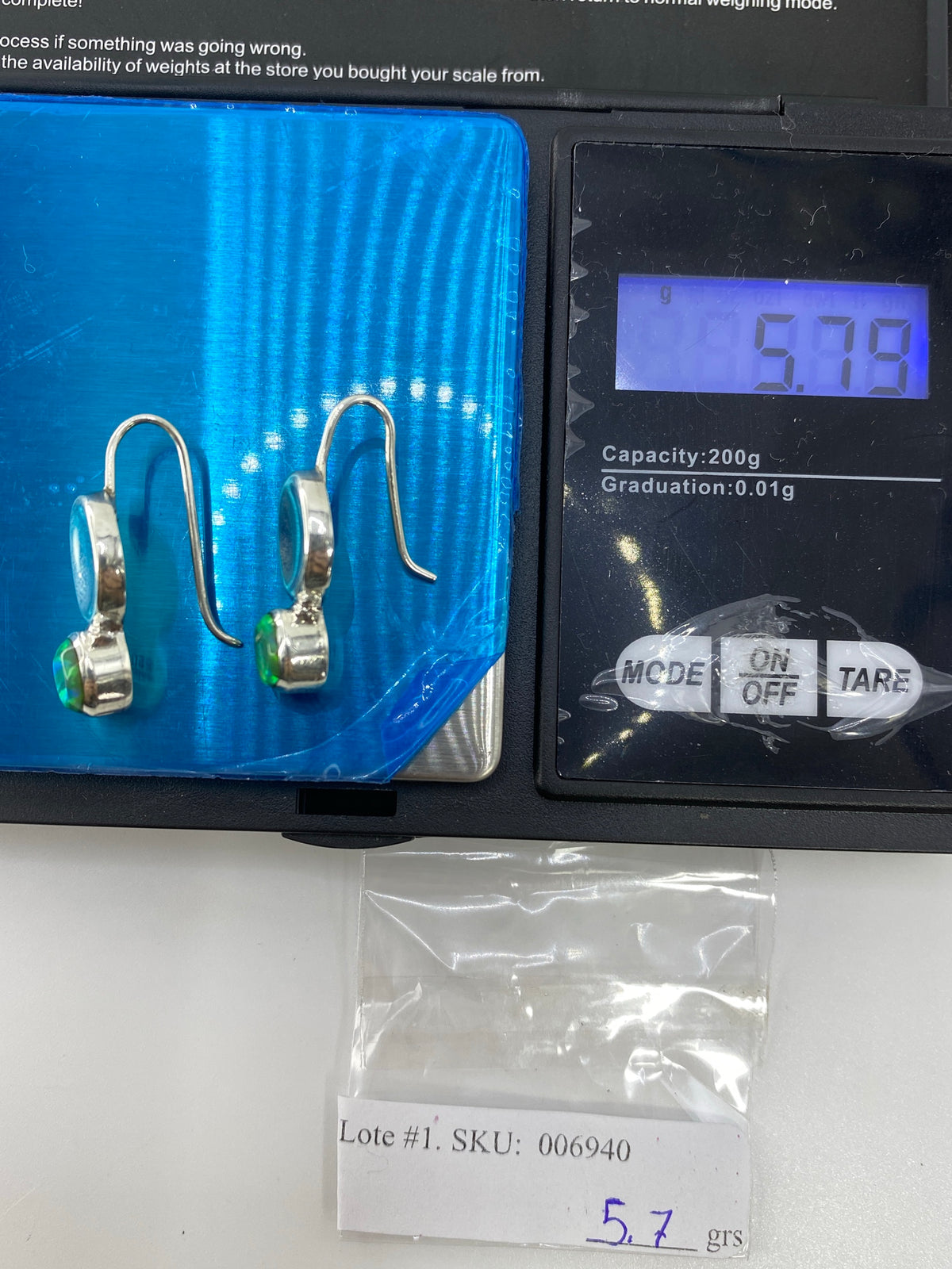 Aretes Plata Ópalo de Fuego Verde — Taxco 950 — foto 6