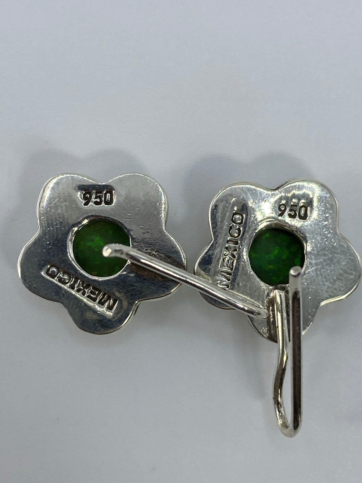 Aretes Plata 950 Ópalo de Fuego Verde — Taxco — foto 5