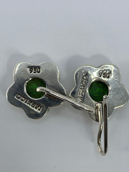 Aretes Plata 950 Ópalo de Fuego Verde — Taxco — foto 5
