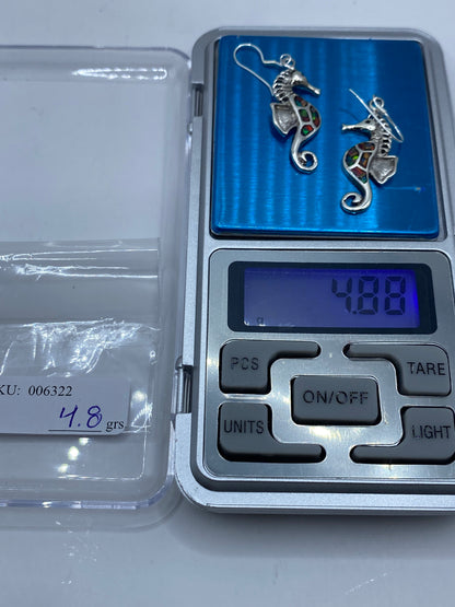 Aretes Caballito de Mar Plata Opalo Fuego — Taxco 950 — foto 6