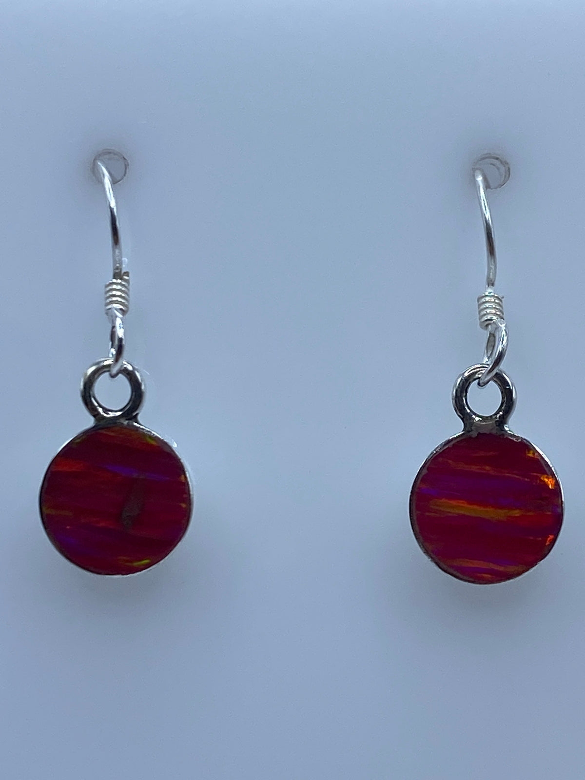 Par de aretes de plata 925 con ópalo de fuego rosa, gancho plateado