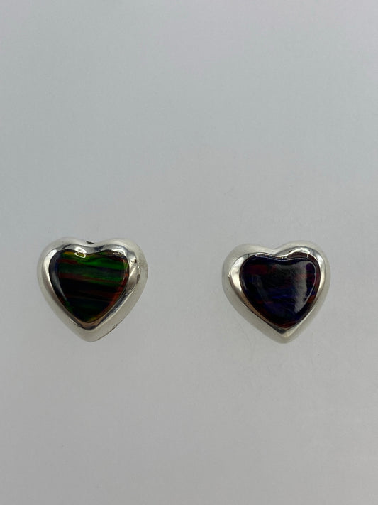 Par de aretes de plata 925 con Ópalo de Fuego engastado, vista frontal