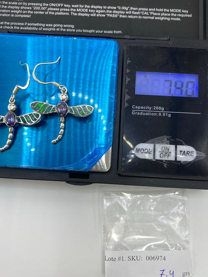 Aretes Libelula Plata 950 Opalo de Fuego Verde — foto 6