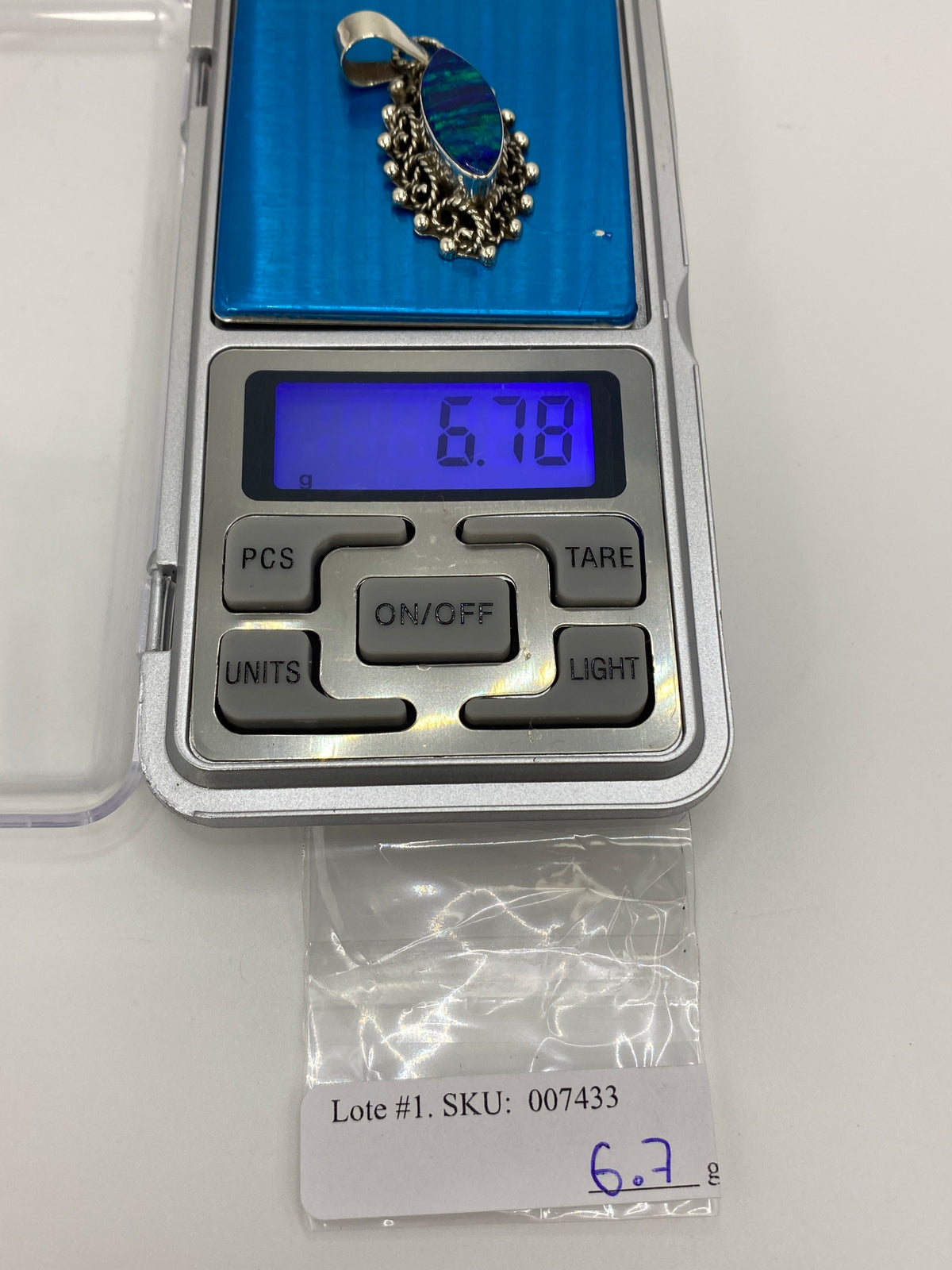Dije Plata Ópalo de Fuego Azul — Diseño Barroco Taxco — foto 6